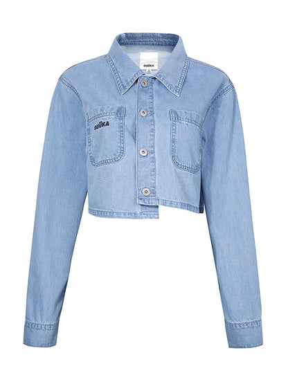 Short Top Asymmetrical Blue Denim