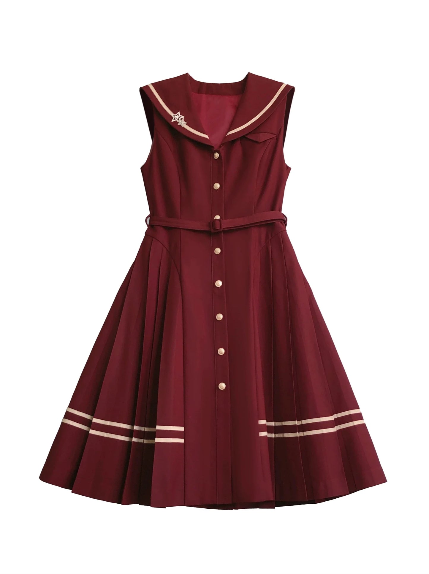 Shirt Dress Color + Tie Pleated Navy Suit Striped Badge Retro Magic Dress Academy