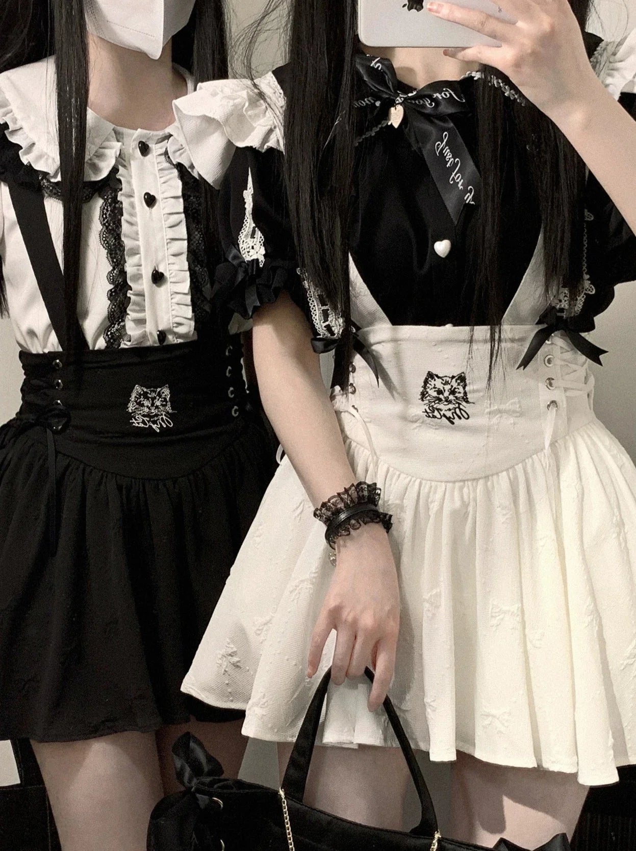 Ruffled Shoulder Sweet Bow Strap Skirt