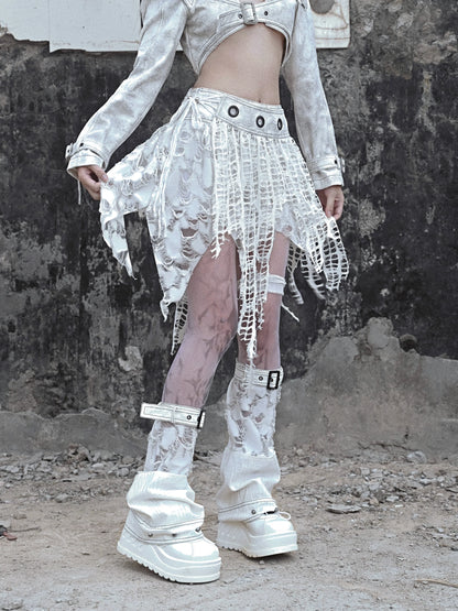 Ceinture jambières gothiques blanches