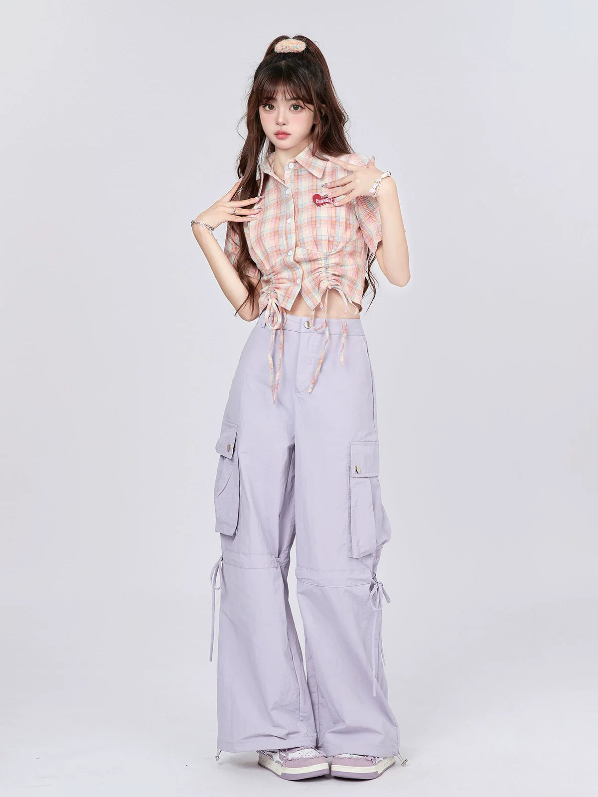 Drawstring Pants Strap Loose Cargo