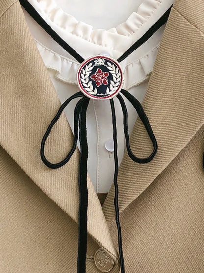 College Dress Shirt Pleated Suspender + Retro Ribbon Accessories Stand Ruffle Collar