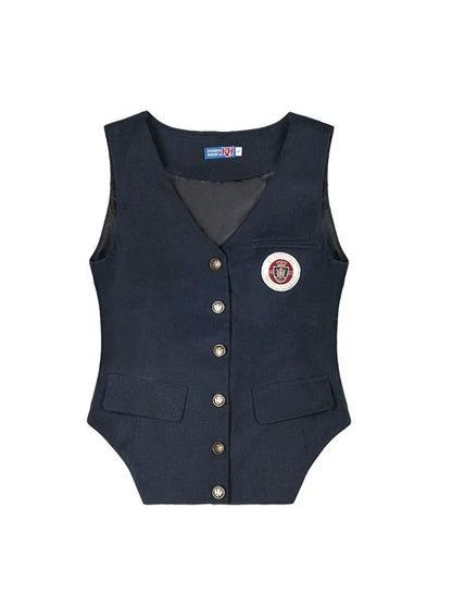 Chemise rétro avec gilet et jupe slim plissée style collège