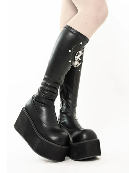 Bottes Sauron Eye Punk à bout rond et plateforme
