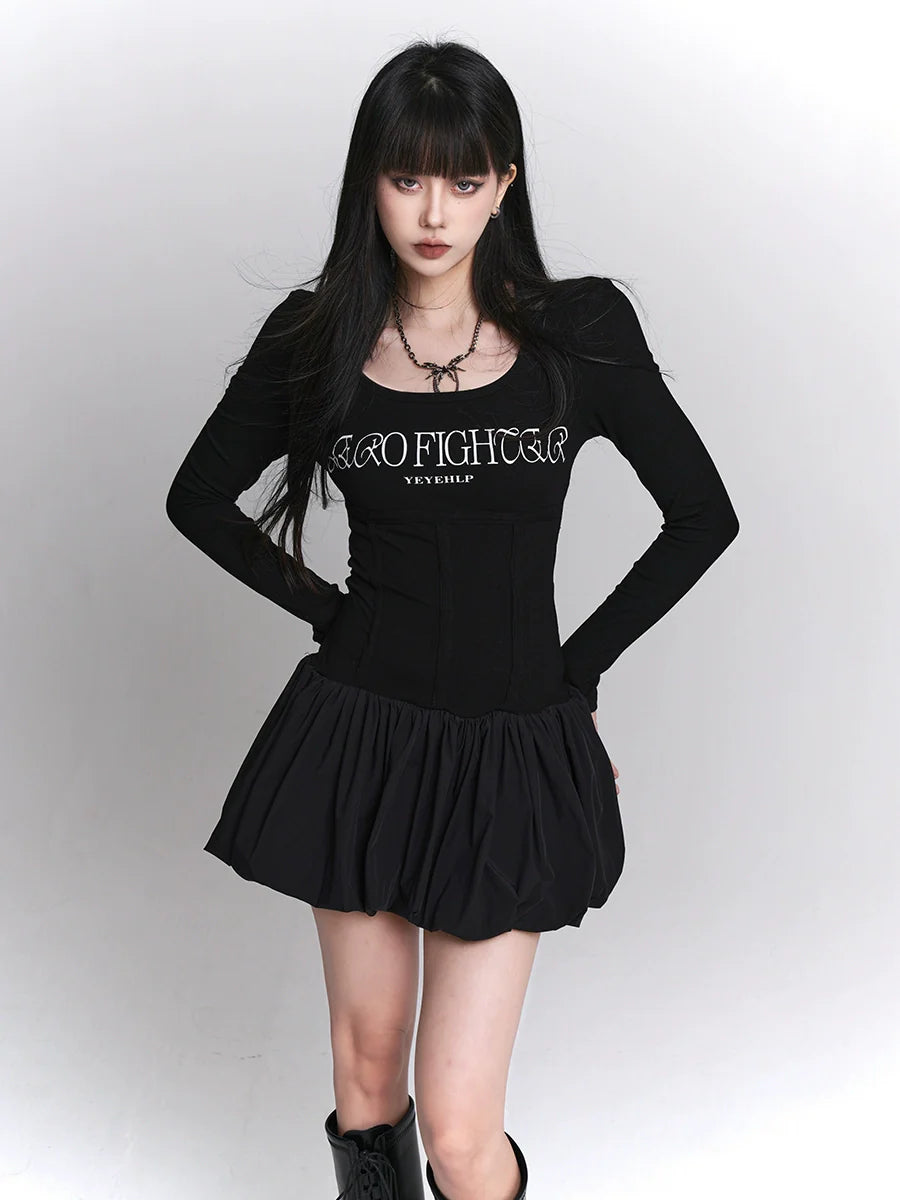 Letter Girl Dress Little Ghost Black
