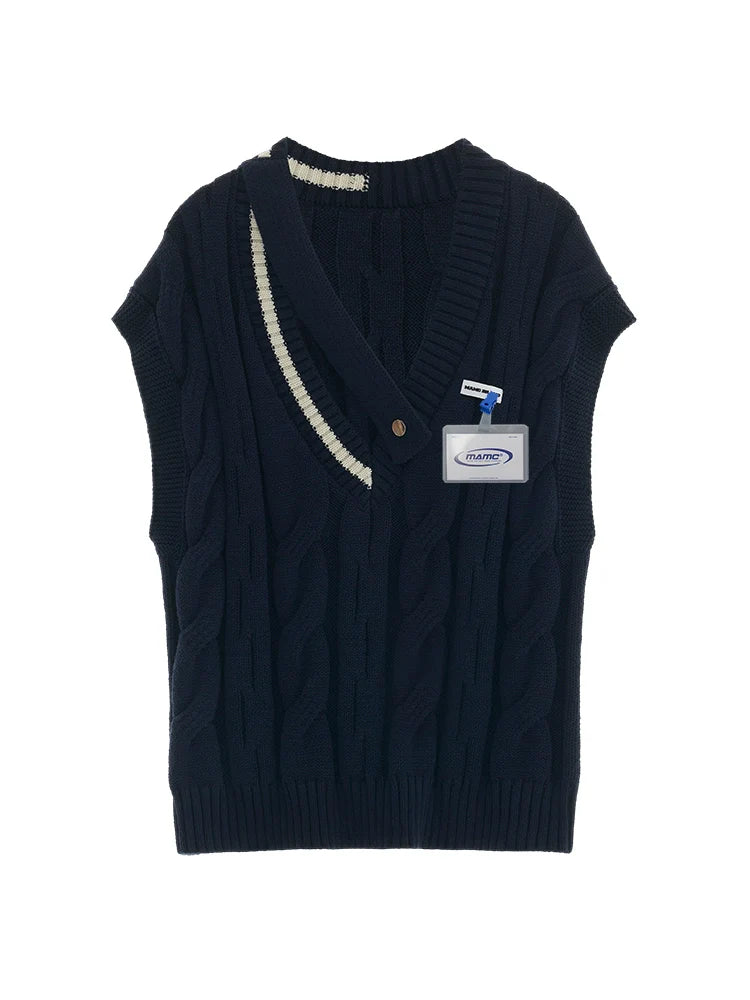 Gilet asymétrique à col en V pour collège
