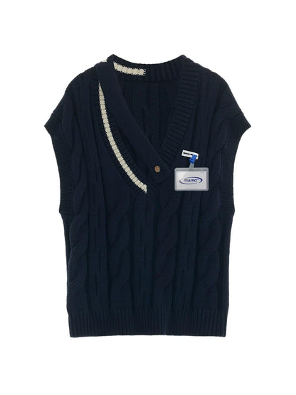 Gilet asymétrique à col en V pour collège