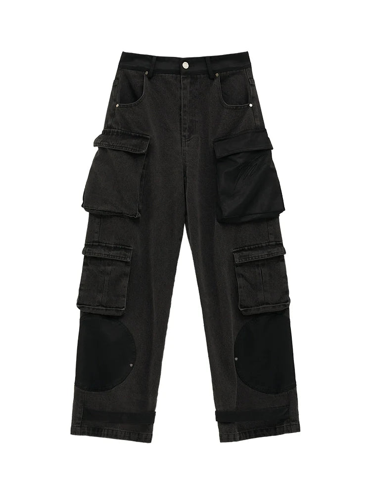 Pantalon cargo ample foncé à la mode