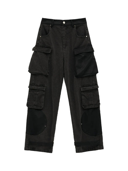 Pantalon cargo ample foncé à la mode