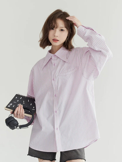 Striped Loose Pink Shirt