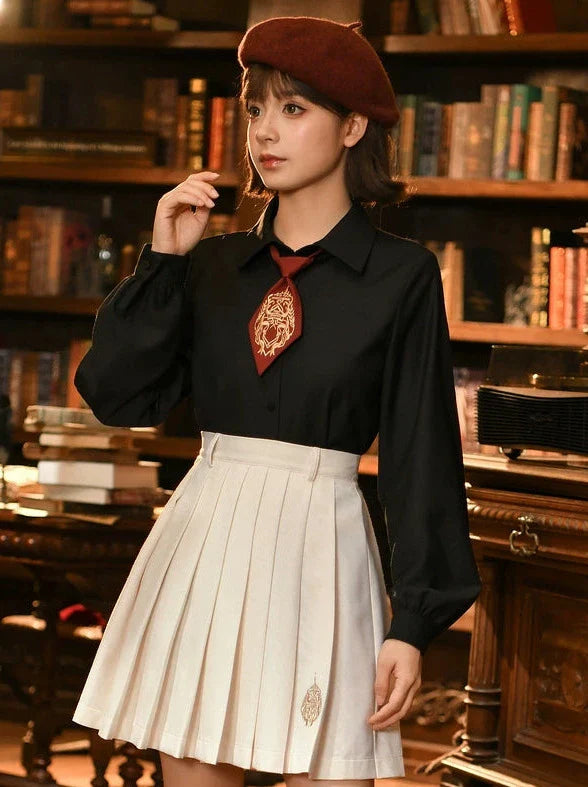 Necktie Series Magic Black Embroidery Shirt