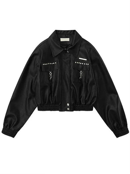 Veste courte style moto en cuir américain
