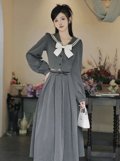 College Skirt Top Retro + Flared Ribbon