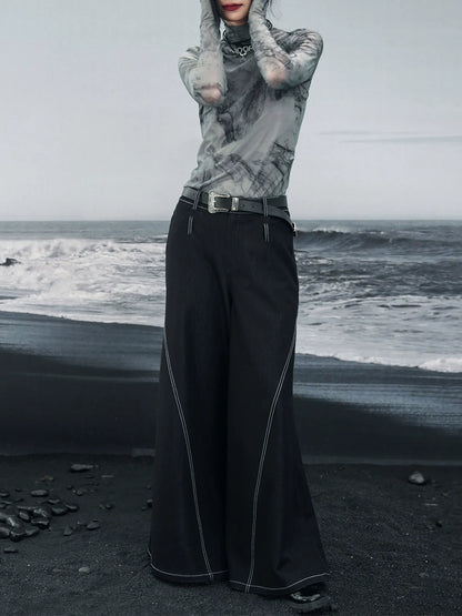 Waist Low Mode Pants Dark Retro