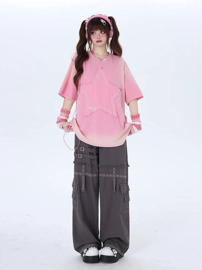 Pants Girl Loose Hot American Retro Cross