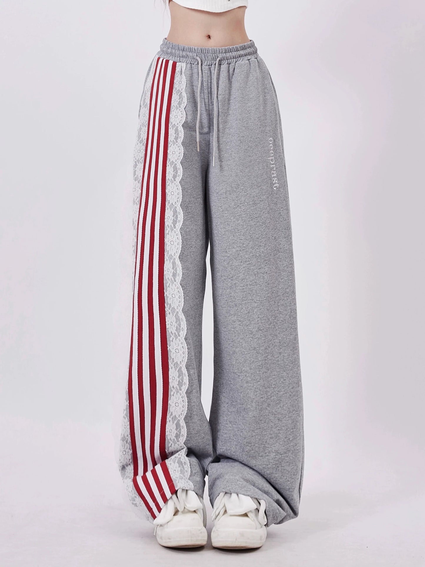 Stripe Asime Sweatpants Casual Lace