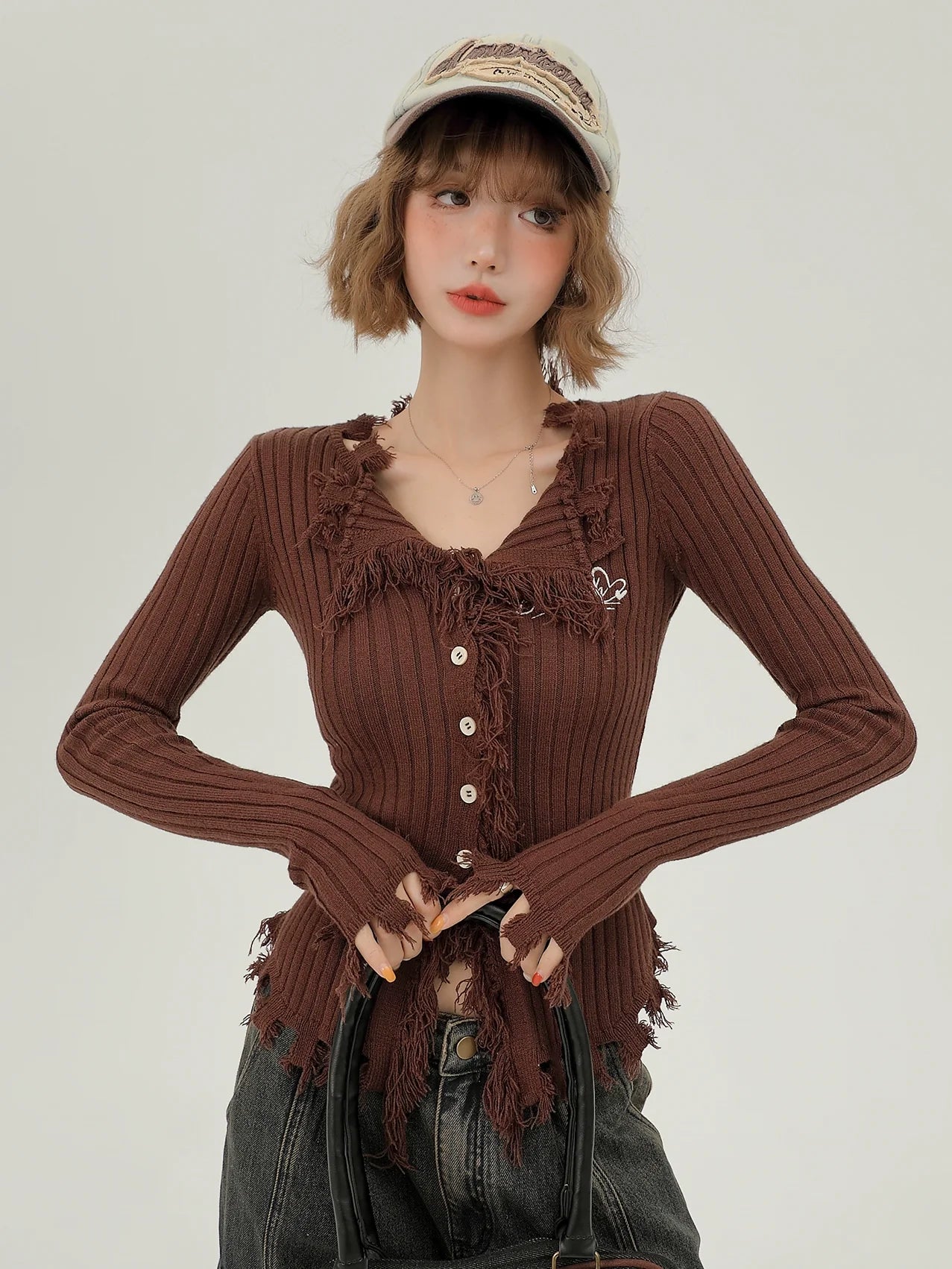 Slim American Tassel Retro Cardigan Breasted Single