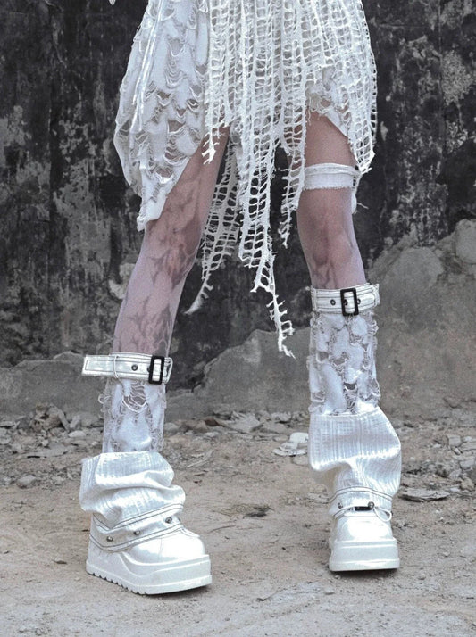 Gothic Leg Warmers Belt White