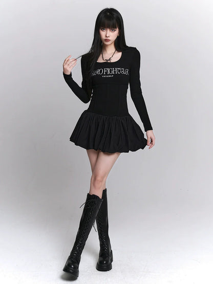 Letter Girl Dress Little Ghost Black
