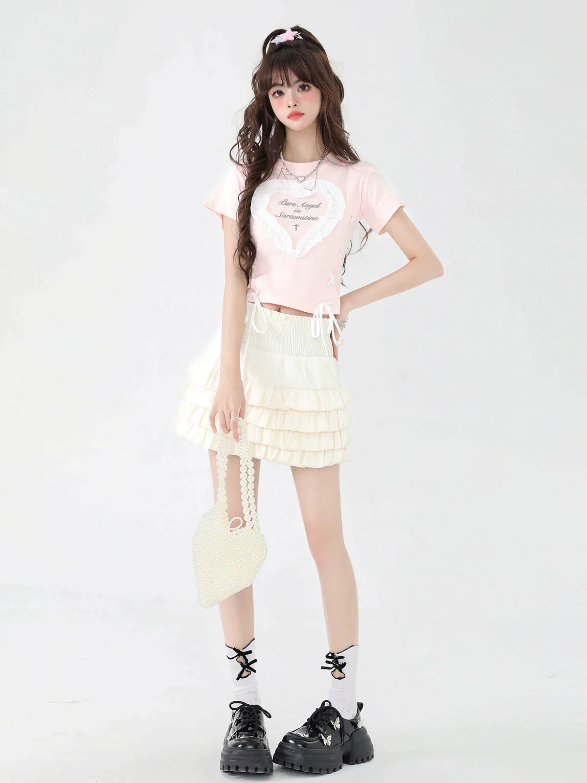 Love Lace-up Sweet T-shirt