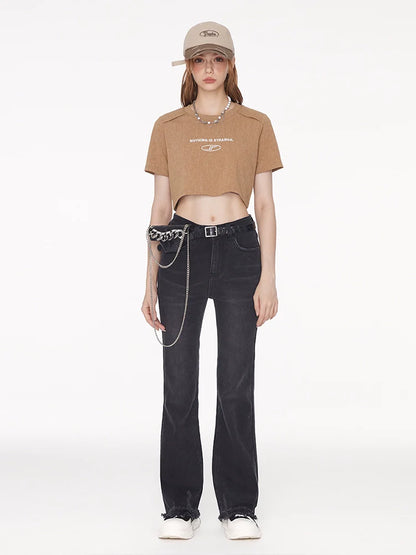 Mode Khaki T-Shirt Batik Round Neck Short