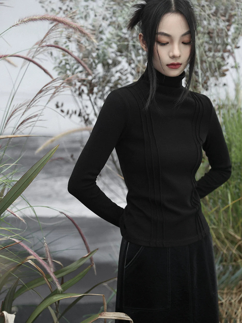 シンプルニット スリムフィット タートルネック