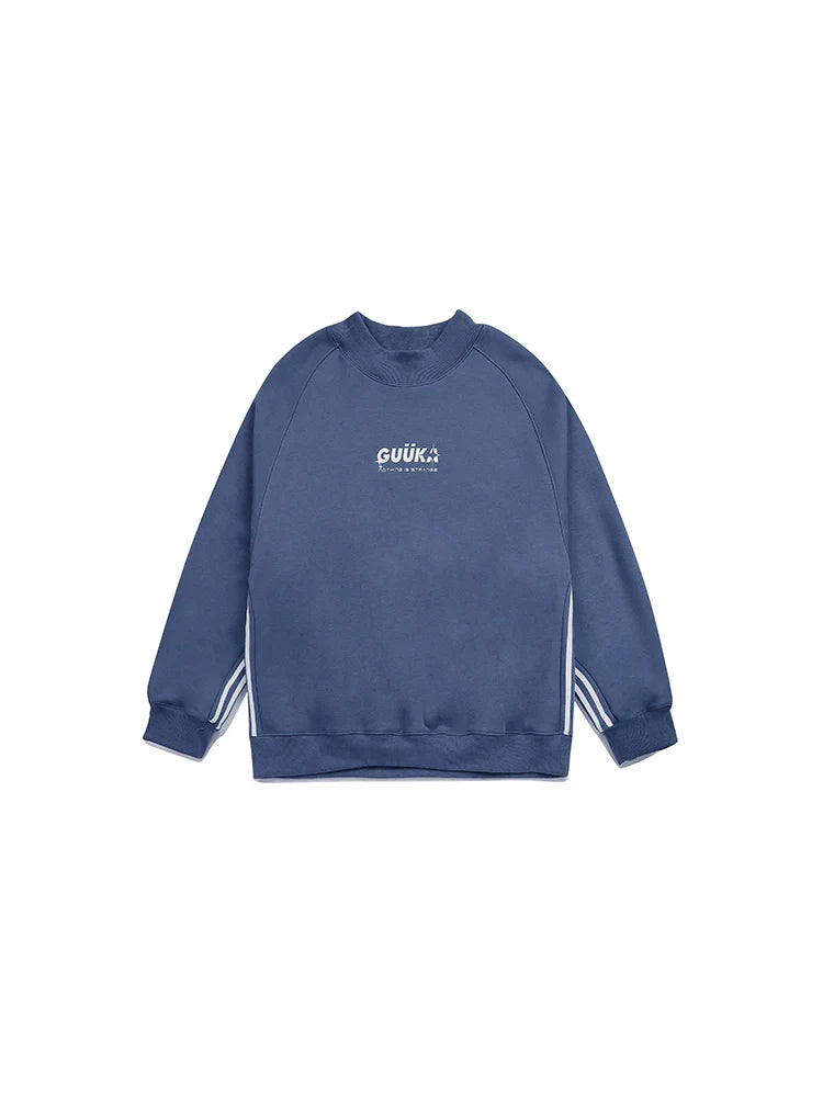 Fog Sweatshirt Unisex Neck Blue Round