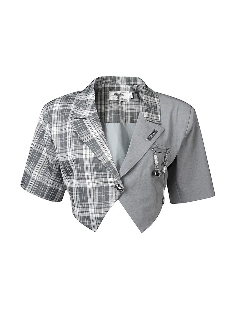 Veste d'été courte + carreaux asymétriques