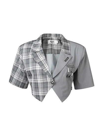 Veste d'été courte + carreaux asymétriques