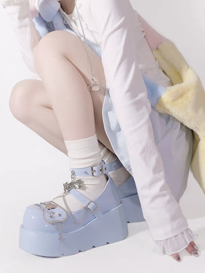 Platform Rivet Punk Bone Millennium Shoes