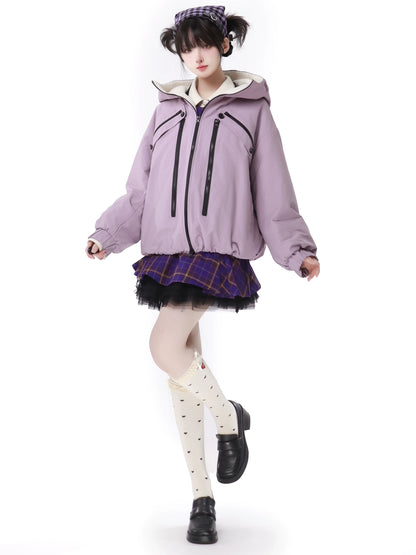 Multi -pocket Taro Purple Jacket Knit Best Skirt Suit