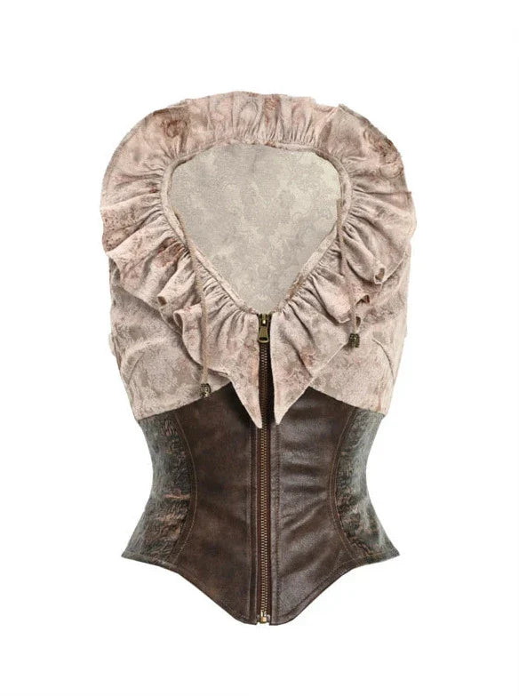 Gilet rétro Team Punk à volants et col noué