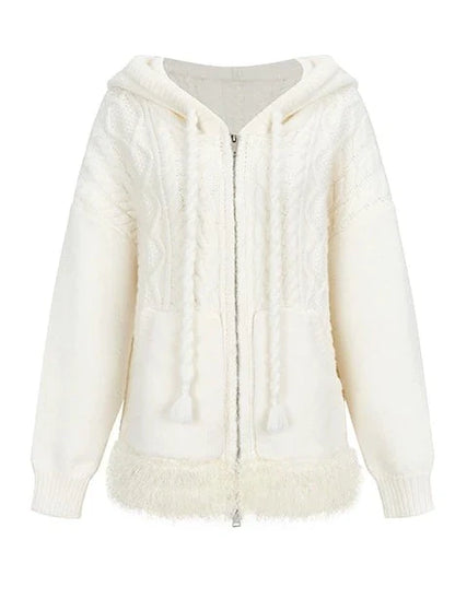 Sweat à capuche zippé en fourrure torsadée