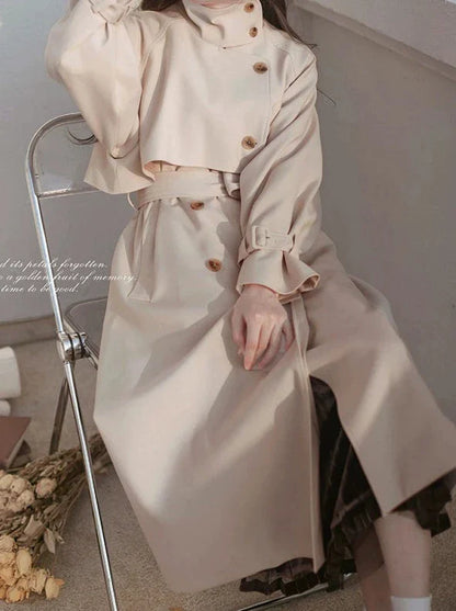Retro End British Trench High Cape Style Coat