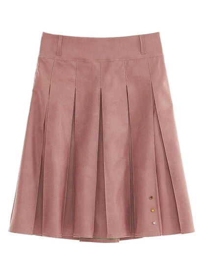 Veste en cuir mode endommagée + jupe moyenne + manteau en cuir avec ceinture