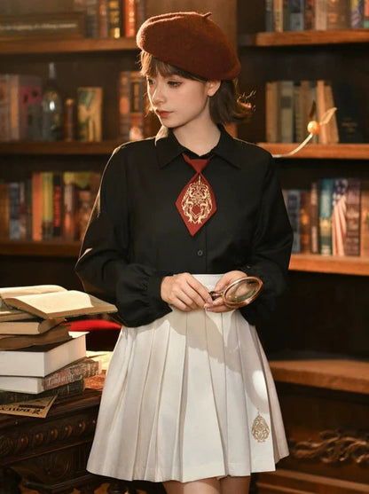 Necktie Series Magic Black Embroidery Shirt
