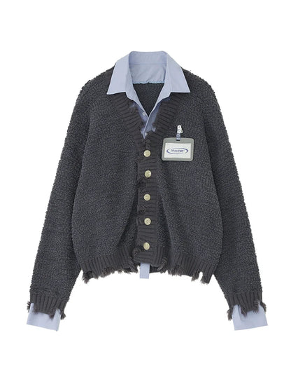 Knit Faux Cardigan Two-piece