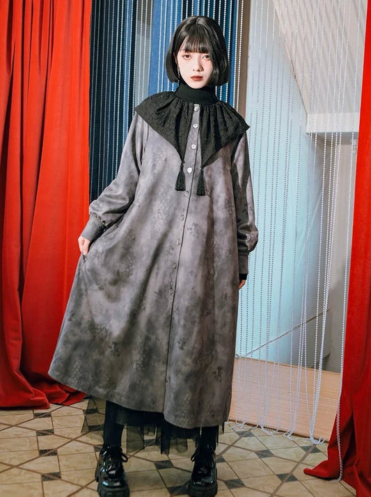 Veste Chine Rétro Chemise Daim Longue Volante