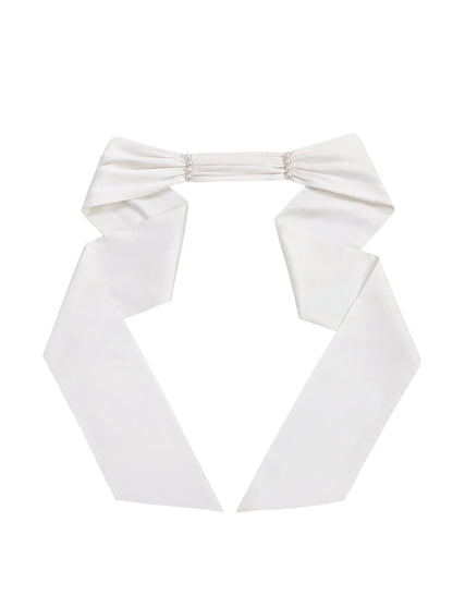 Summer Belt Waist + Collar Dress Ruffle White Retro