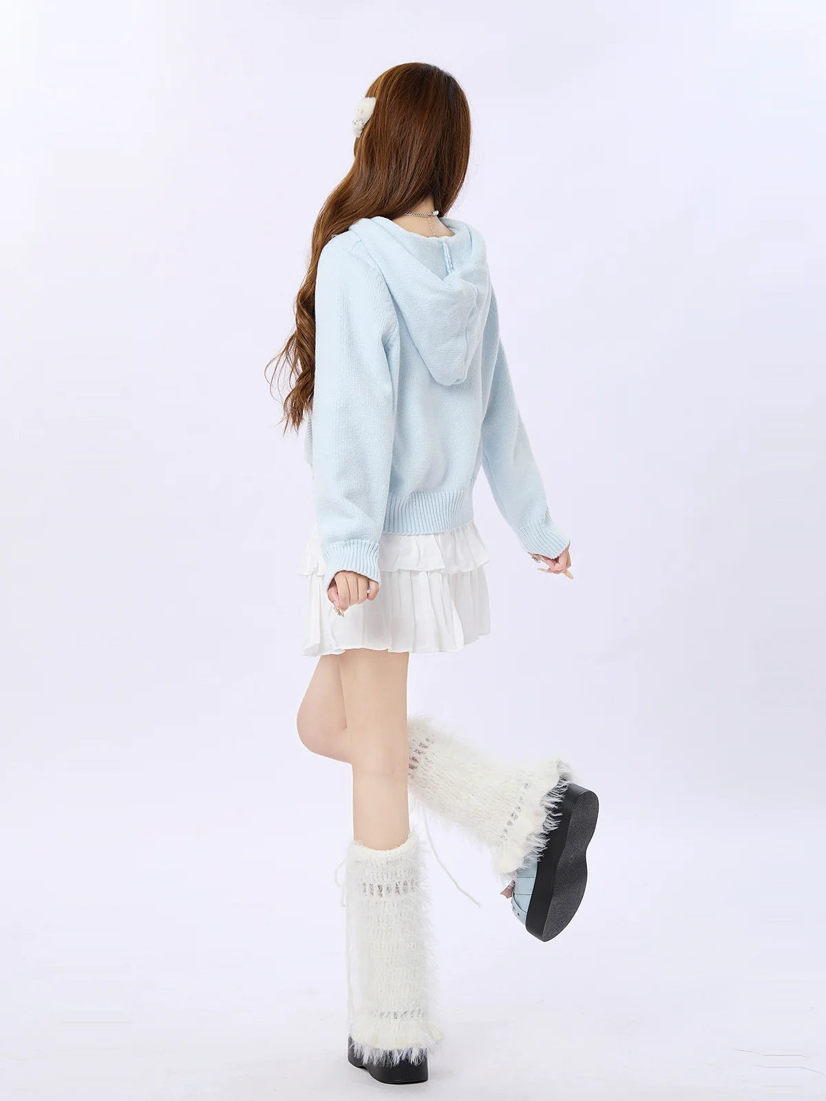Cream Knit Foodie Blue Cardigan