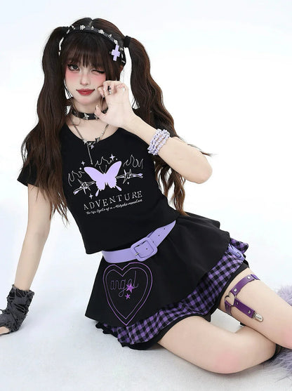 Butterfly Dream T-Shirt Short Slim Ribbon Back