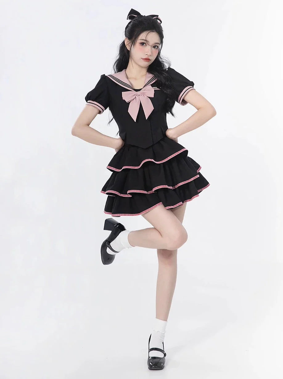 Top Sailor Flared Ribbon Cake + Puffhals + Ärmelrock Taille
