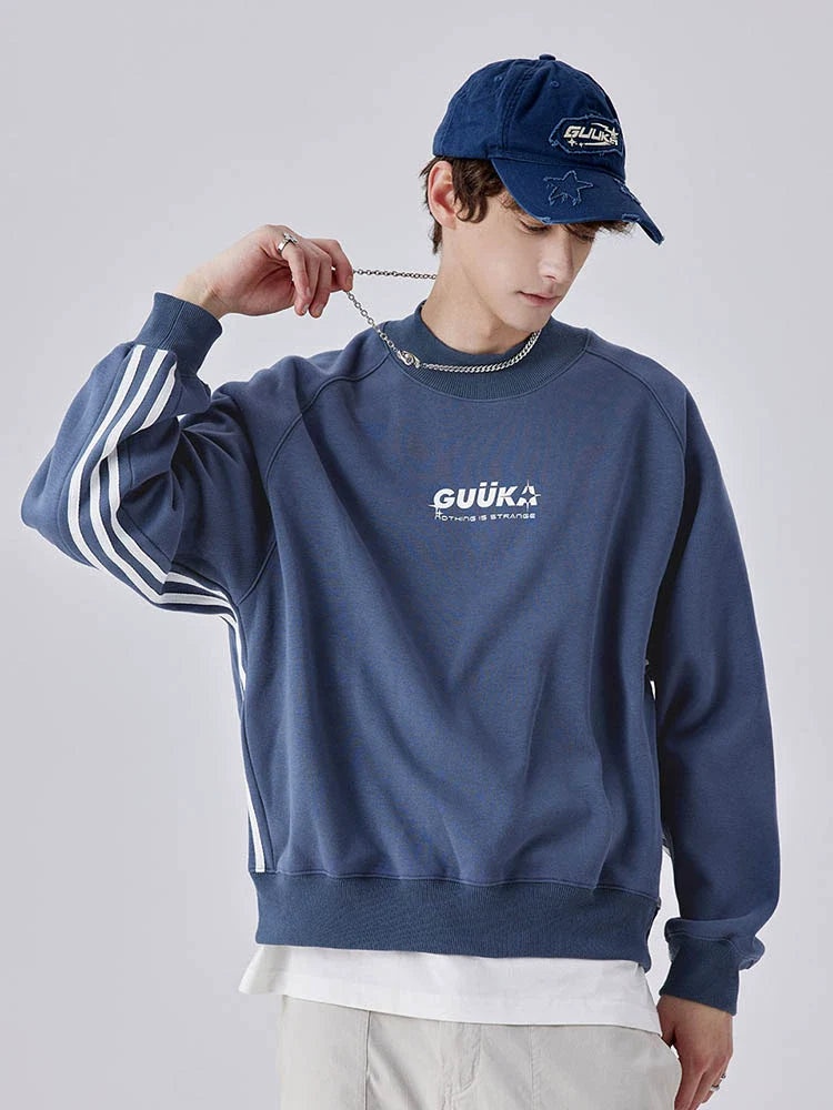 Fog Sweatshirt Unisex Neck Blue Round
