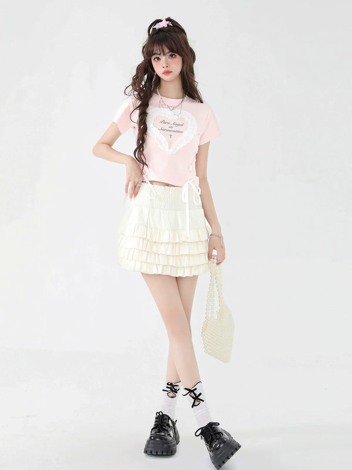 Love Lace-up Sweet T-shirt