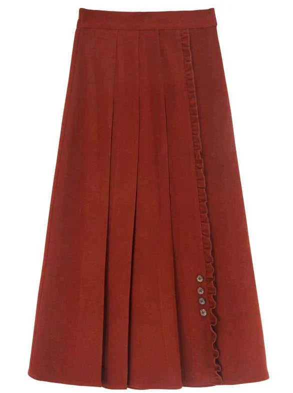 Skirt Long Cardigan Retro Cream Pleated