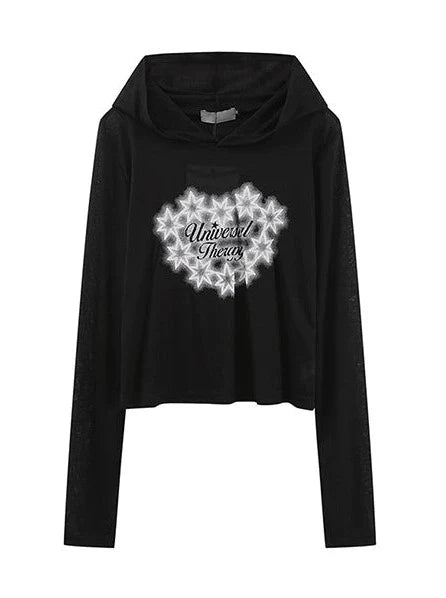 Sweat à capuche long imprimé T Star transparent