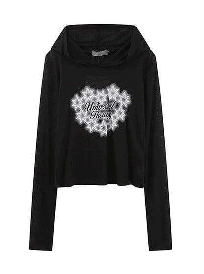 Sweat à capuche long imprimé T Star transparent