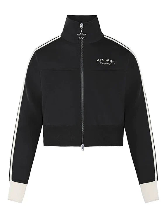 Top Zipper Mode Short Logo High Collar