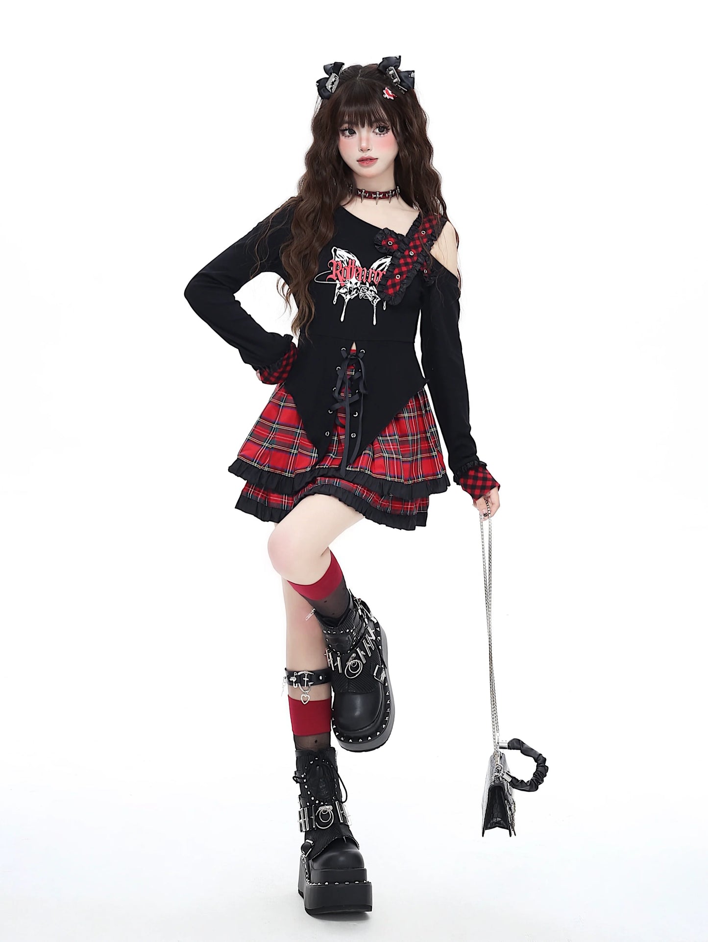 Butterfly Lace-Up Dark Tops