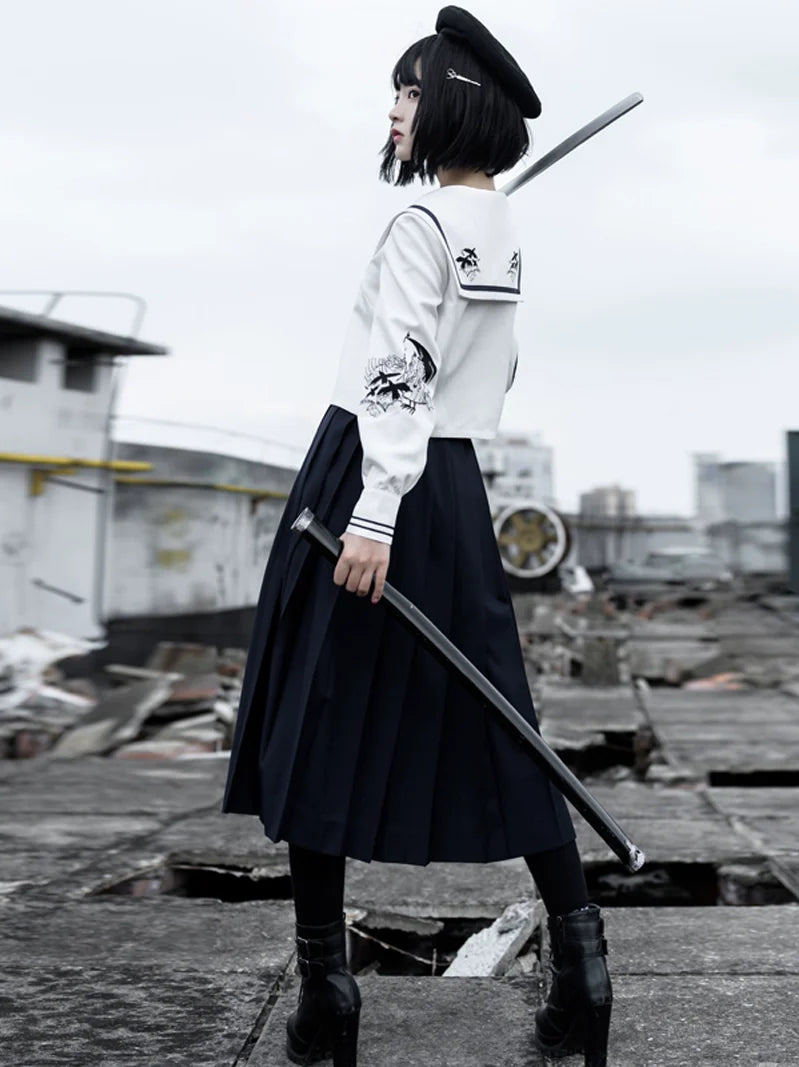Sailor Skirt Color Girl + Dark Pleated Top